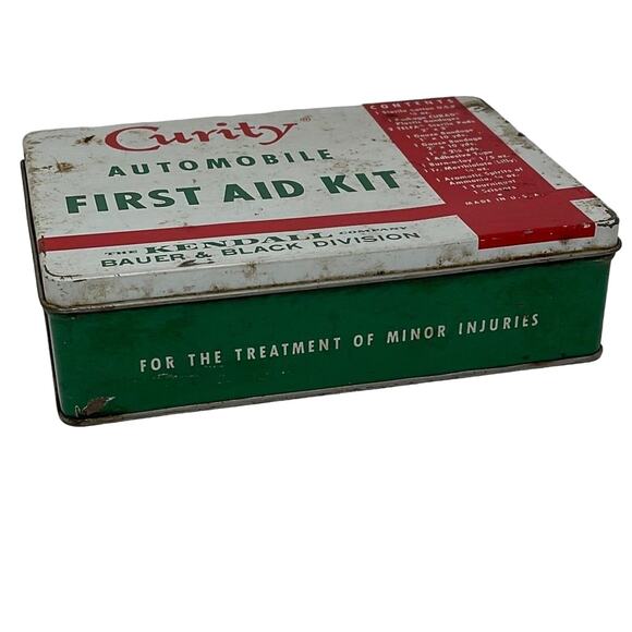 Curity Automobile First Aid Kit Vintage Medical Kendall Company Gauze Bandage - Picture 5 of 7